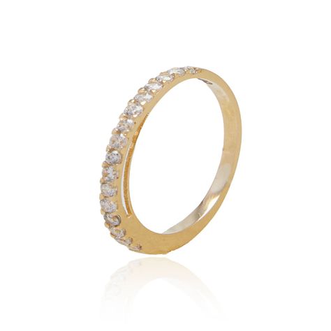 Anillo Compromiso de Oro 18Kt Circonita 1/2 Cintillo-0