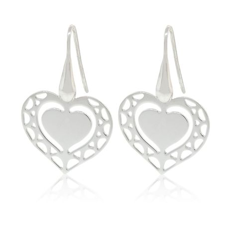 Aros de Plata Esterlina 925 Doble Corazón-0