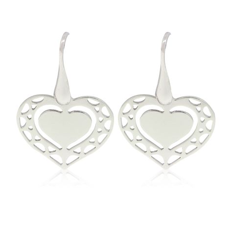 Aros de Plata Esterlina 925 Doble Corazón-2