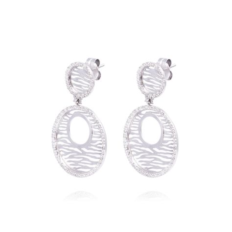 Aros Oro Blanco 18kt Dos Círculos Diamantes 1,38 Qlts-0