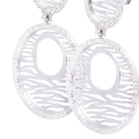 Aros Oro Blanco 18kt Dos Círculos Diamantes 1,38 Qlts-1