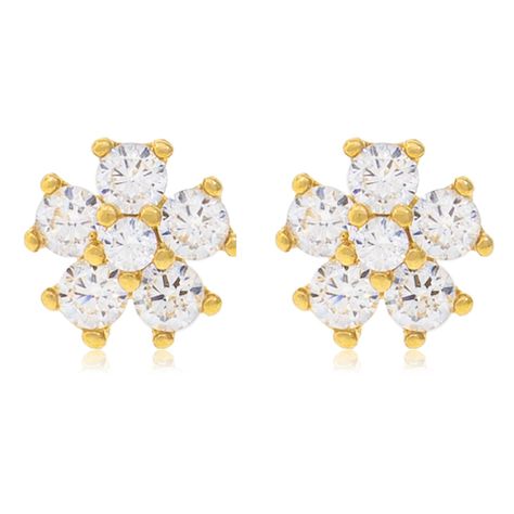 Aros de Oro 18kt Flor Cuadrada-0