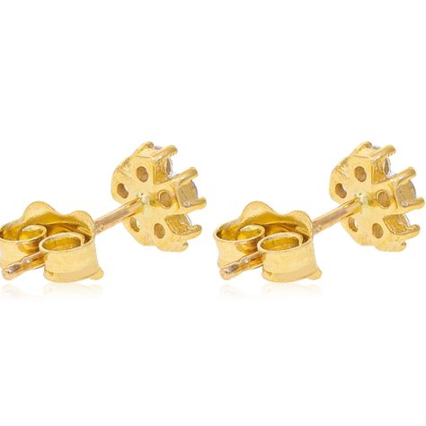 Aros de Oro 18kt Flor Cuadrada-2