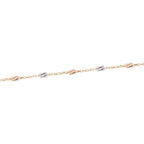 Tobillera Oro Amarillo 18kt Eslabones Tricolor-1