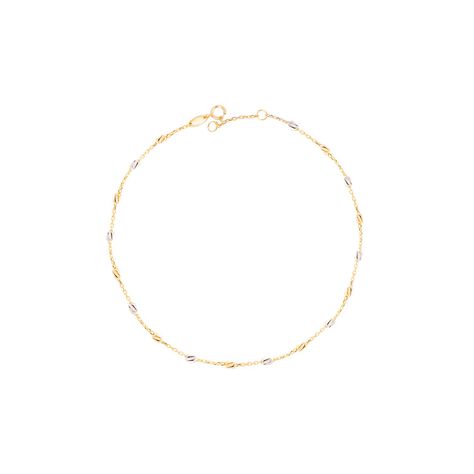 Tobillera Oro Amarillo 18kt Eslabones Tricolor-2
