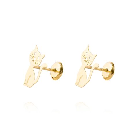 Aros de Oro 18kt Gato Figura-0