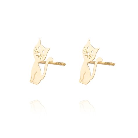 Aros de Oro 18kt Gato Figura-1