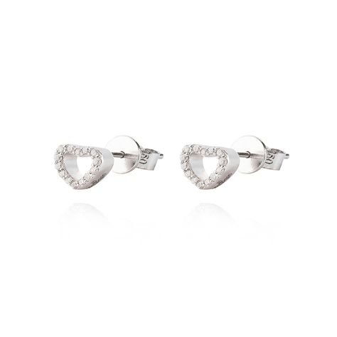 Aros Oro Blanco 18kt Corazón con Diamantes 14pts Total SI/H-0