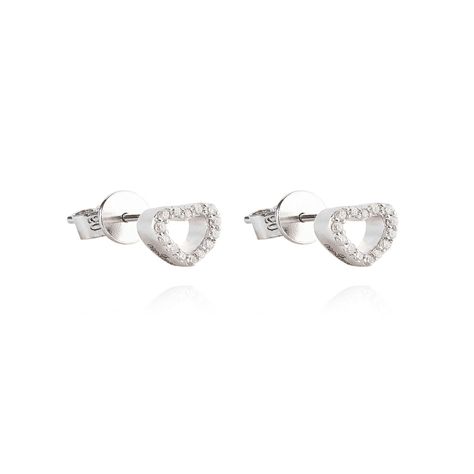 Aros Oro Blanco 18kt Corazón con Diamantes 14pts Total SI/H-2