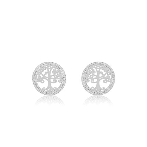 Aros de Plata Esterlina 925 Arbol de la Vida Circon-1