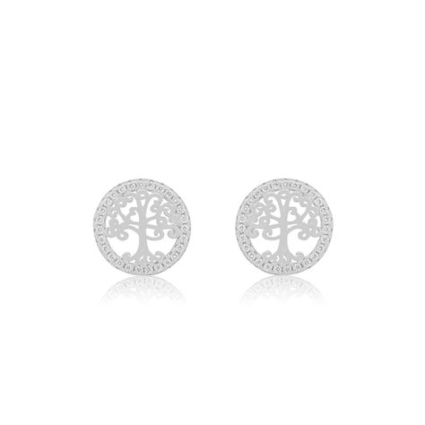 Aros de Plata Esterlina 925 Arbol de la Vida Circon-0