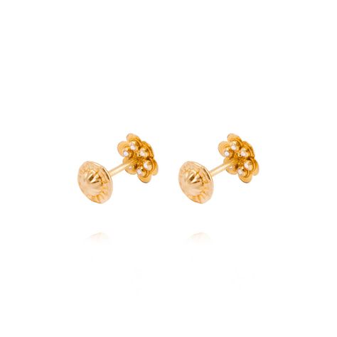 Aros de Oro 19kt Flor Pequeña Circón-2