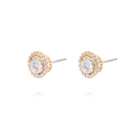 Aros de Oro 18 kt Circón Modelo ronda-1