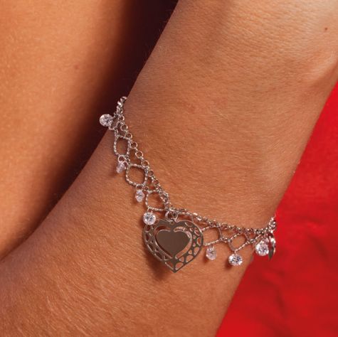Pulsera de Plata Esterlina 925 Trio Corazones-4