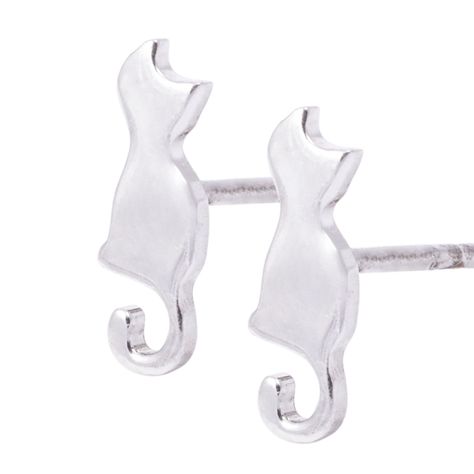 Aros de Plata Esterlina 925 Gatito-1