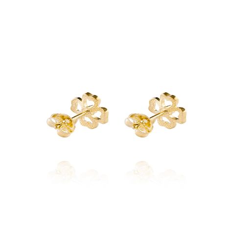 Aros de Oro 18kt Trébol Circón-1