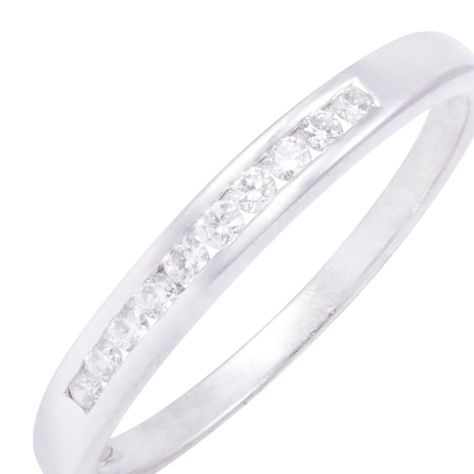 Anillo de Oro Blanco 18kt Riel con Diamantes 10Pts-1