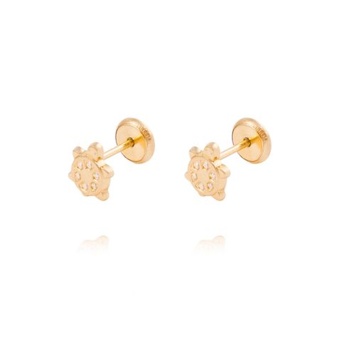 Aros de Oro 18kt Tortuga con circón-0