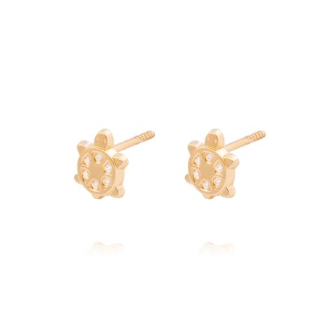 Aros de Oro 18kt Tortuga con circón-1