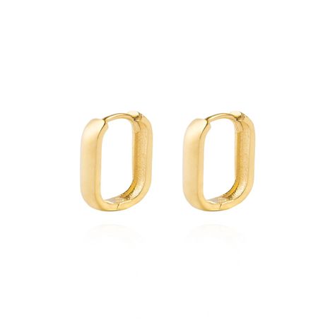 Aros de Oro 18kt Argolla Rectangular Lisa-2