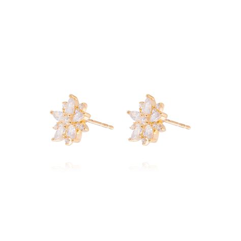 Aros de Oro 18kt Flor Radiante Circón-1