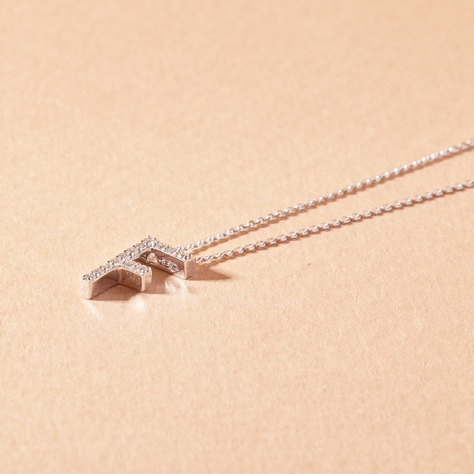 Collar Oro Blanco 18kt Diamantes Letra F 7Pts | Danielle Costantini-0