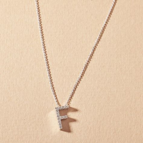 Collar Oro Blanco 18kt Diamantes Letra F 7Pts | Danielle Costantini-2