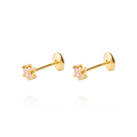 Aros de Oro 18kt Piedra Rosa de Francia de 3mm-0
