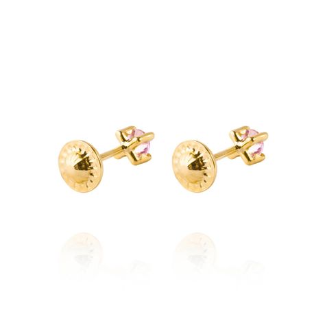 Aros de Oro 18kt Piedra Rosa de Francia de 3mm-2
