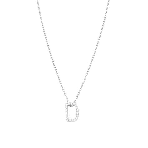 Collar de Plata Esterlina 925 Letra D Circon-0