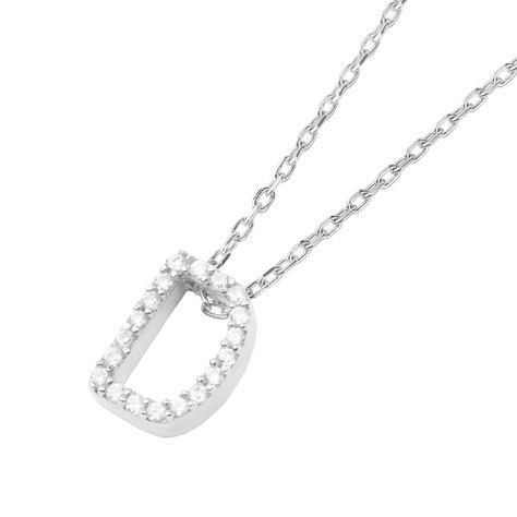 Collar de Plata Esterlina 925 Letra D Circon-1