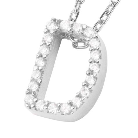 Collar de Plata Esterlina 925 Letra D Circon-2