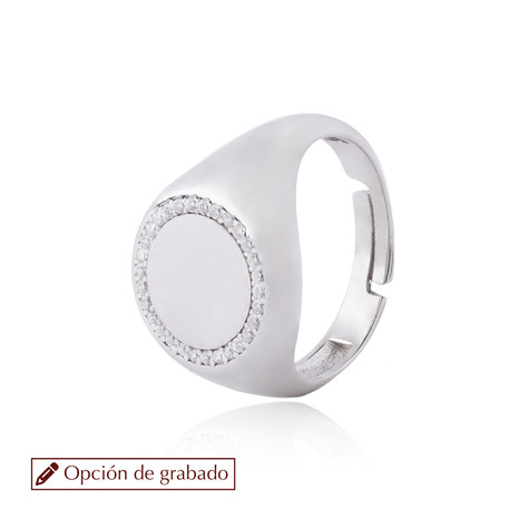 Anillo de Plata Esterlina 925 Sello Riel Redondo-0