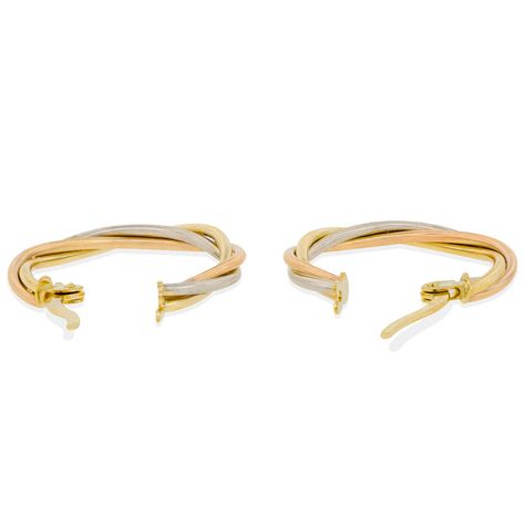 Aros de Oro 18kt Argollas Tipo Torcida  Tricolor-2