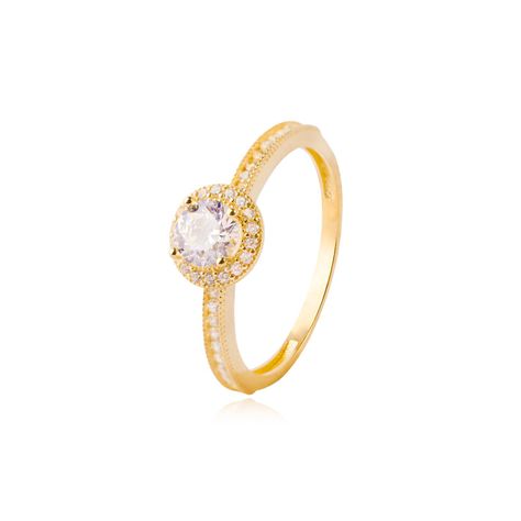 Anillos de oro 18kt Modelo Solitario cubierto de Circones-0