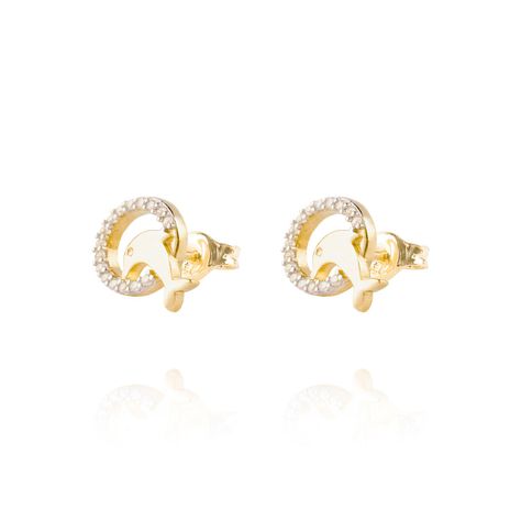 Aros de Oro 18kt Delfin Circón-0