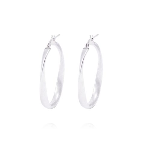 Aros de Plata Esterlina 925 Ovalado Torcido-0