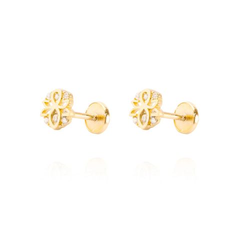 Aros de Oro 18kt Tipo Copo de Nieve-1