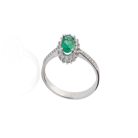 Anillo Oro Blanco 18kt Diamantes 19 Pts y 23 Pts Esmeralda-2