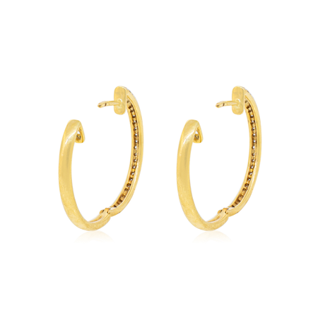 Aros de Oro 18kt Diamantes Doble riel, 50ptos-2