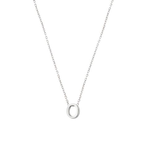 Collar de Plata Esterlina 925 Letra O Lisa-0
