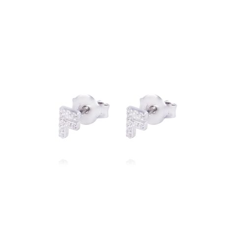 Aros de Plata Esterlina 925 Letra F-0