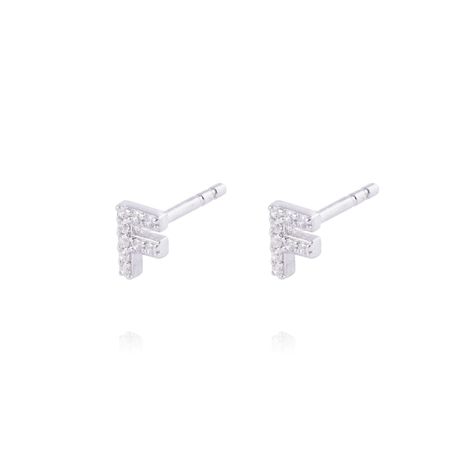 Aros de Plata Esterlina 925 Letra F-1