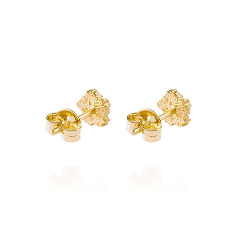 Aros de Oro 18kt Modelo Flor con circón-1