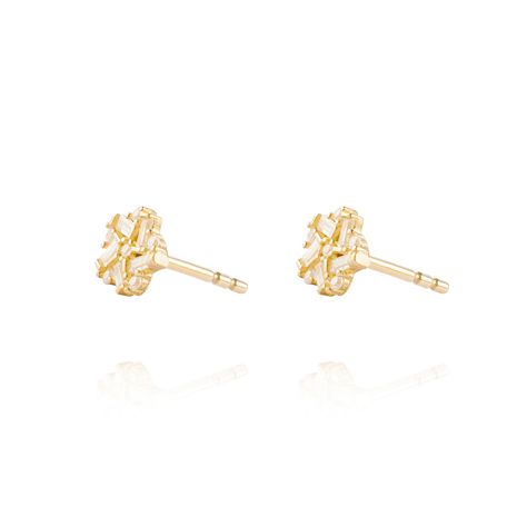 Aros de Oro 18kt Modelo Flor con circón-2