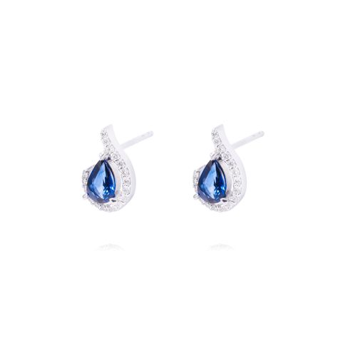 Aros de Oro de 18kt Zafiro 18 puntos de diamante-0