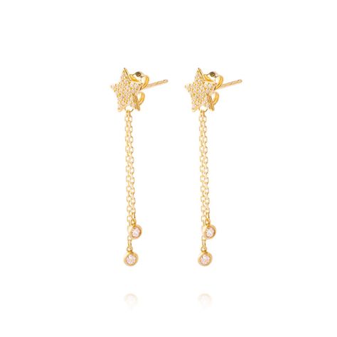 Aros de Oro 18kt Modelo Estrella Colgante-0