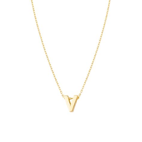 Collar de Oro 18kt Letra V-1