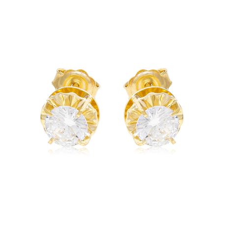 Aros de Oro 18kt Chatón de Circon Circonita 5mm-1