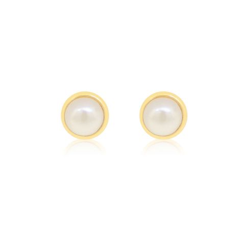Aros de Oro 18kt  Tipo Perla Cultivada de 3.0mm a 3.5mm-1